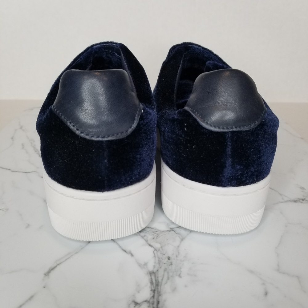 Sandro Navy Blue Velvet Platform Sneakers - Picture 5 of 8